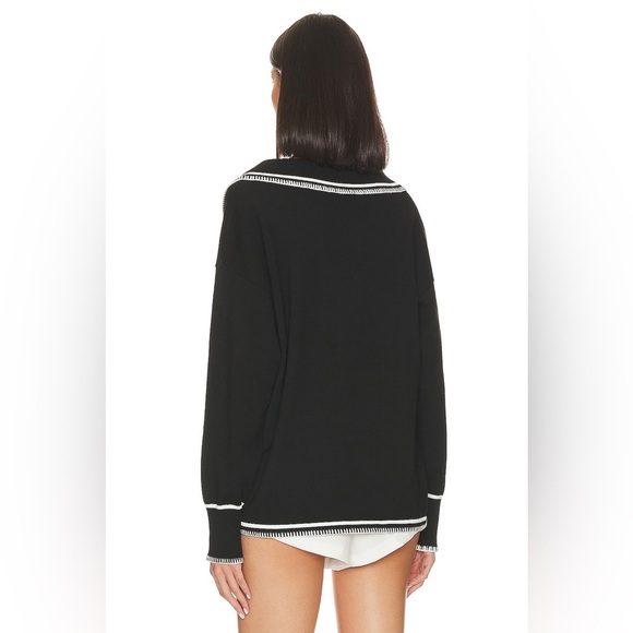SNDYS Arlington Collared Sweater in Black & White Size Small - Picture 3 of 13